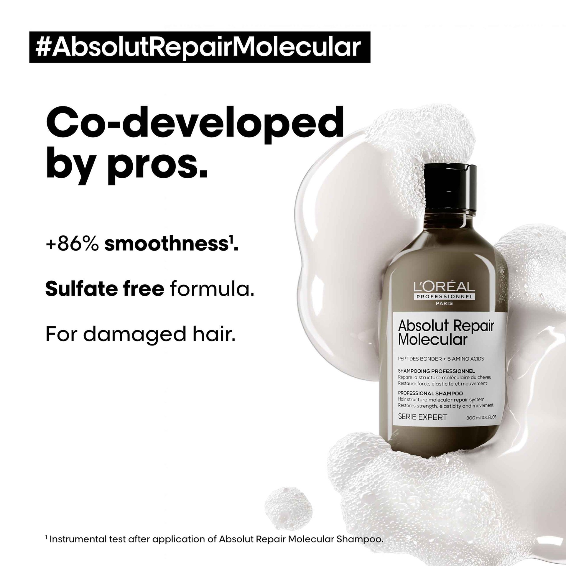 Absolut Repair Molecular the repairing shampoo for damaged hair.