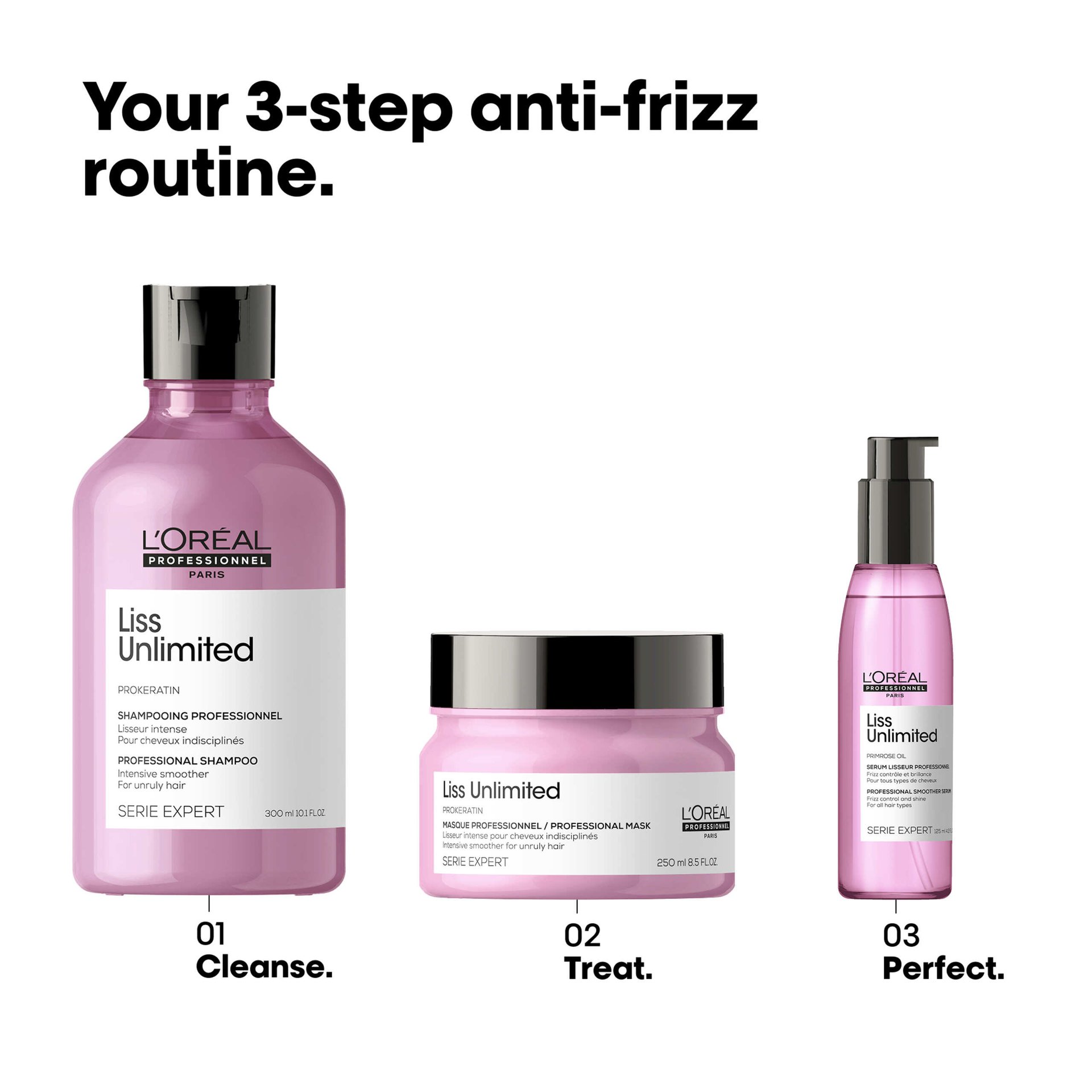 L'OREAL Liss Unlimited シャンプーとマスクセット Liss-unlimited the masque to help discipline hair for rebellious hair.